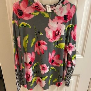 Honey Me Floral & Stripe Hoodie Sz L